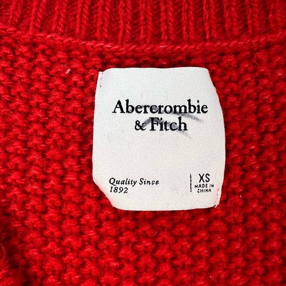 Abercrombie & Fitch Red Sweater Womens XS Cable Knit Fisherman Christmas Holiday - Picture 7 of 9